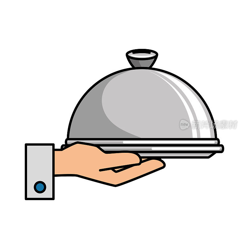 hand with tray server isolated icon